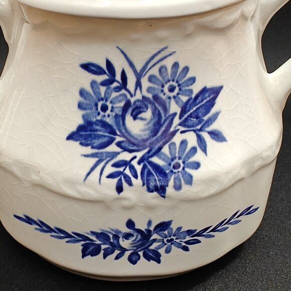 Vintage J & G Meakin Dresden Blue Covered Sugar Bowl w/ Lid Made in England - Picture 3 of 11